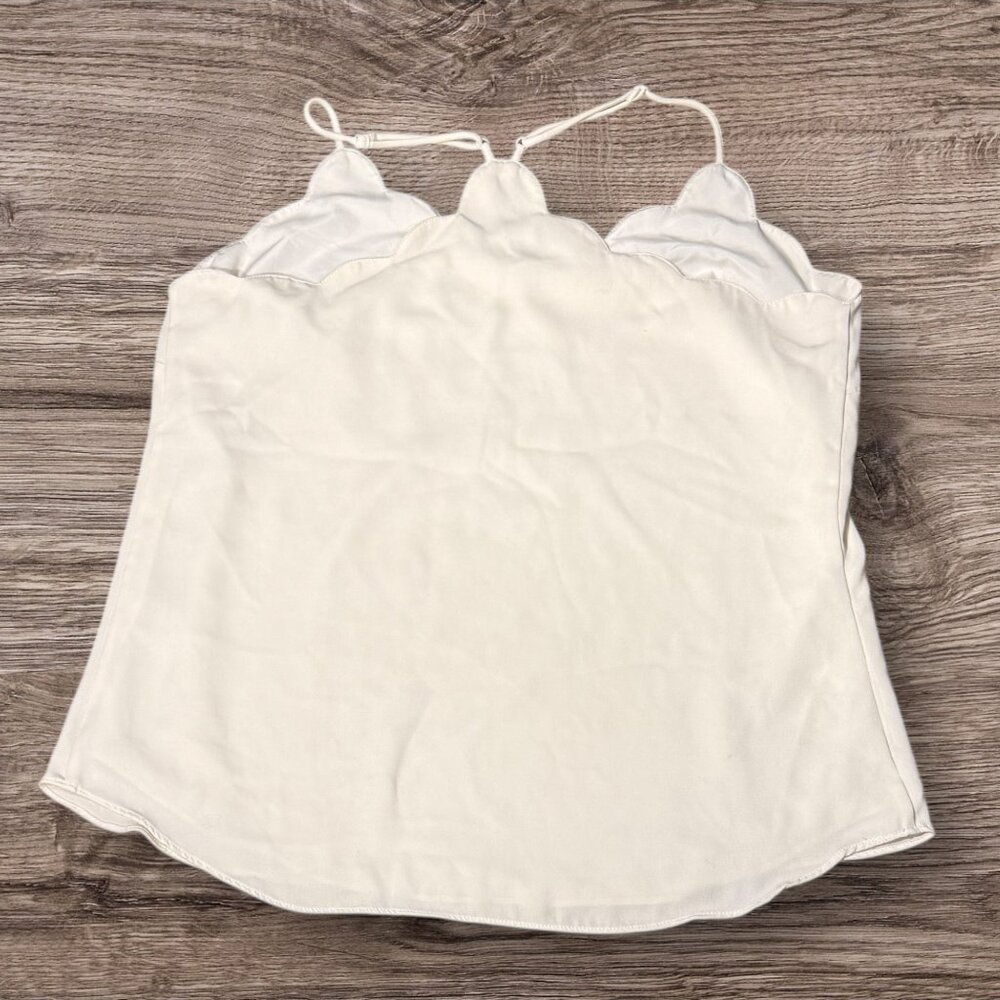 J CREW Scalloped Cami Tank Top Ivory Cream Racerback Spaghetti Blouse size 4 - Picture 6 of 10